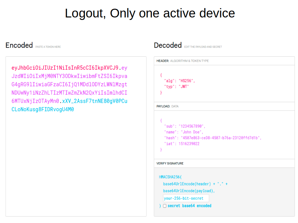 Logout, Only one active device